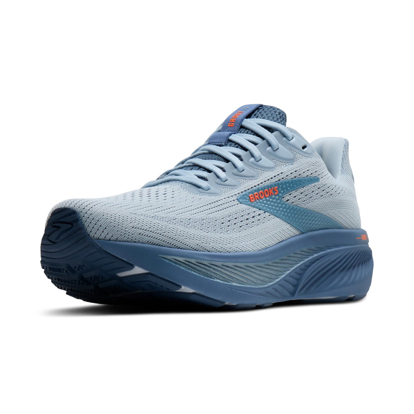 Brooks Men’s Ghost 17 Neutral Running Shoe - Skyway/Moonlight/Orange - 12 Medium