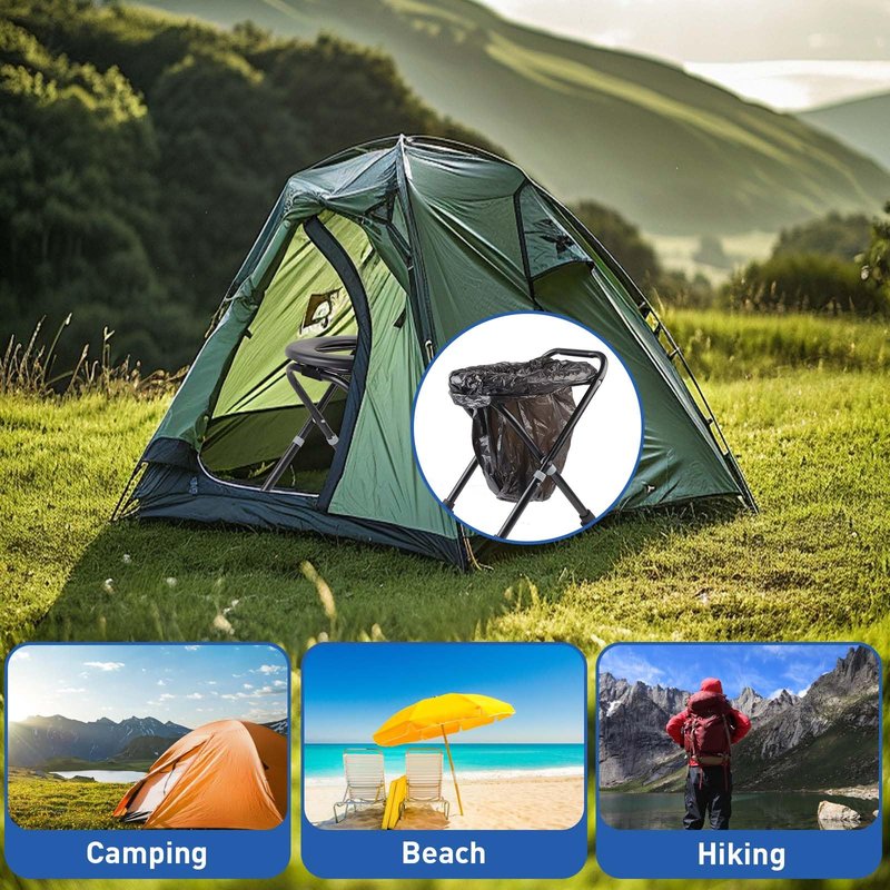 Upgraded Portable Toilet, Height Adjustable Camping Toilet Portable Potty for Camping, Hiking, Road Trip, Car, RV, Tent, Beach, Truck Drivers