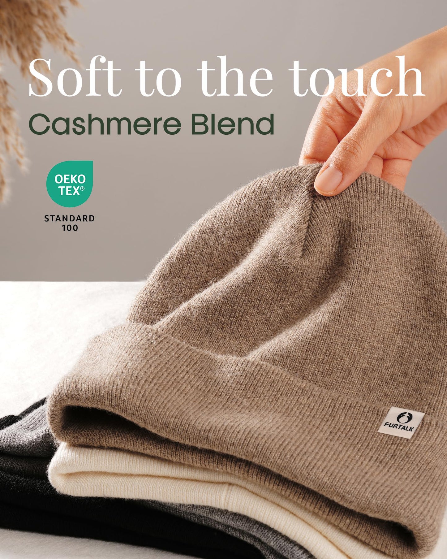 FURTALK Beanies for Women Men Winter Hats Soft Warm Beanie Hat Ladies Knitting Skull Cap Light Khaki