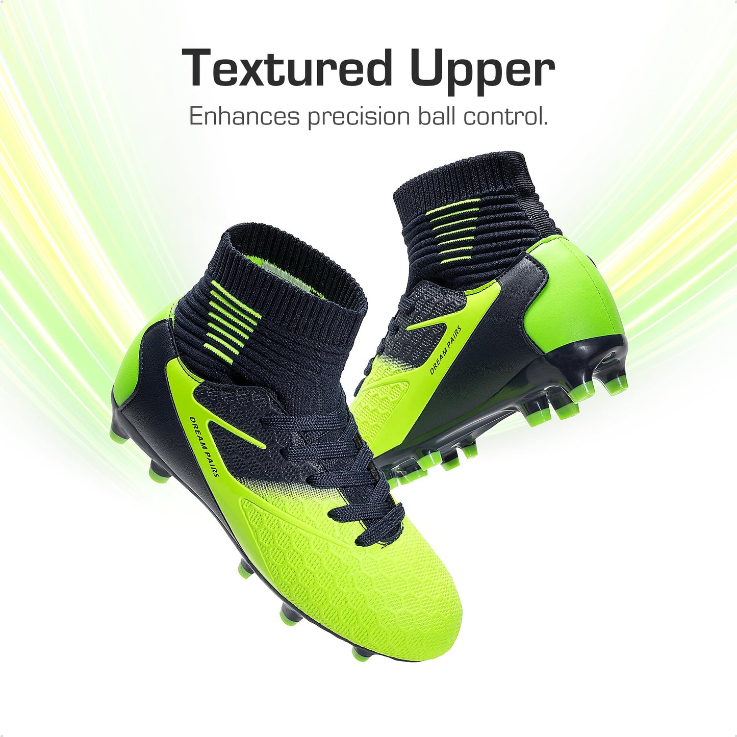 DREAM PAIRS Kids'Football Soccer Cleats,Dark/Blue/Neon/Green,13 Little Kid