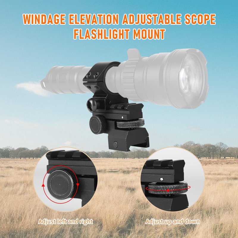 Odepro AS004 Windage and Elevation Adjustable Night Vision IR Light Scope Mount Picatinny Rail Mount with 25.4mm and 30mm Rings for Flashlight Scope Optic Torch