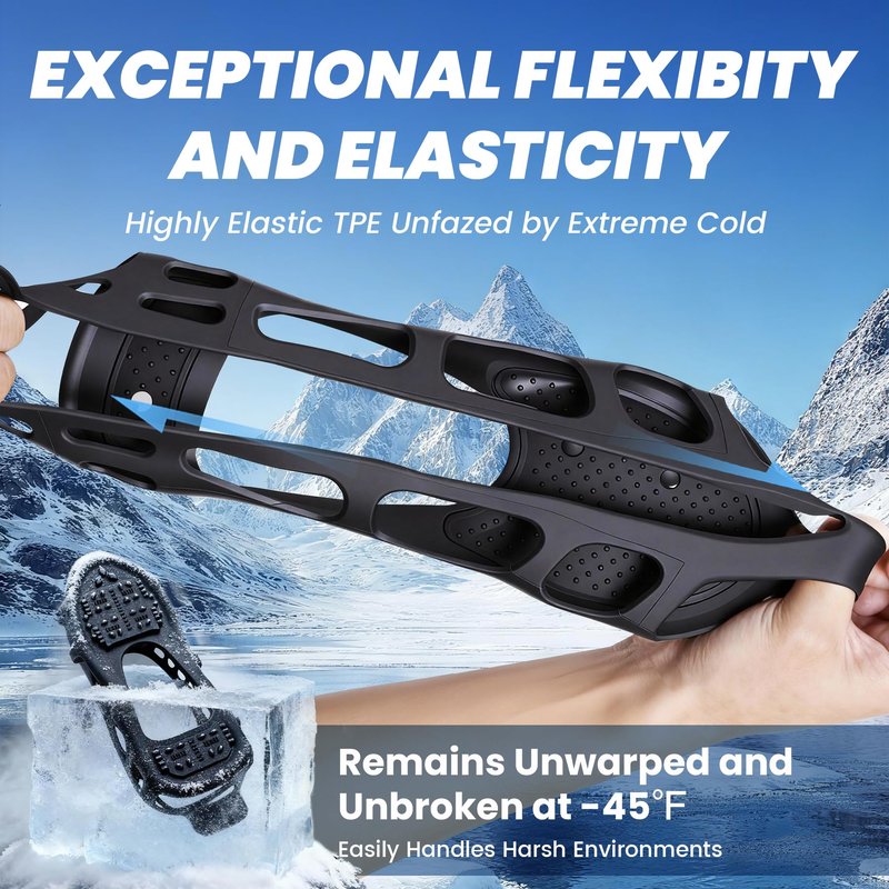 Ice Cleats, Ice Cleats for Shoes and Boots, Crampons for Shoes with 24 Spikes Anti Slip Snow Shoes (X-Large)