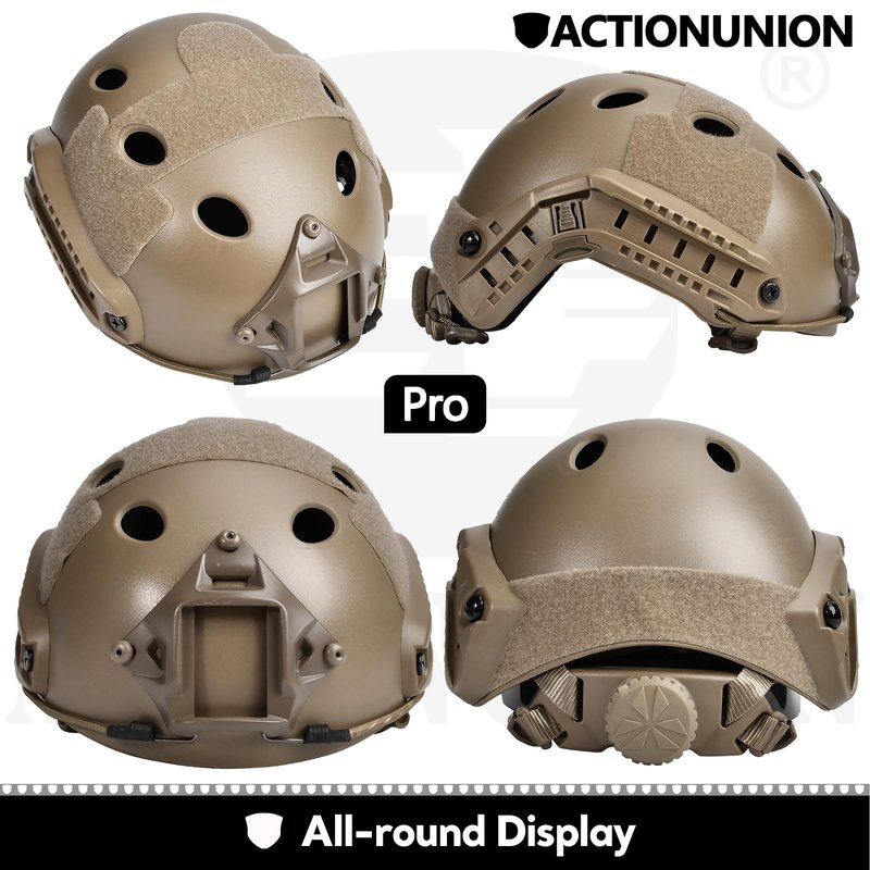 ACTIONUNION Airsoft Helmet Pro Set PJ Type Tactical Paintball Helmet (Tan Set)