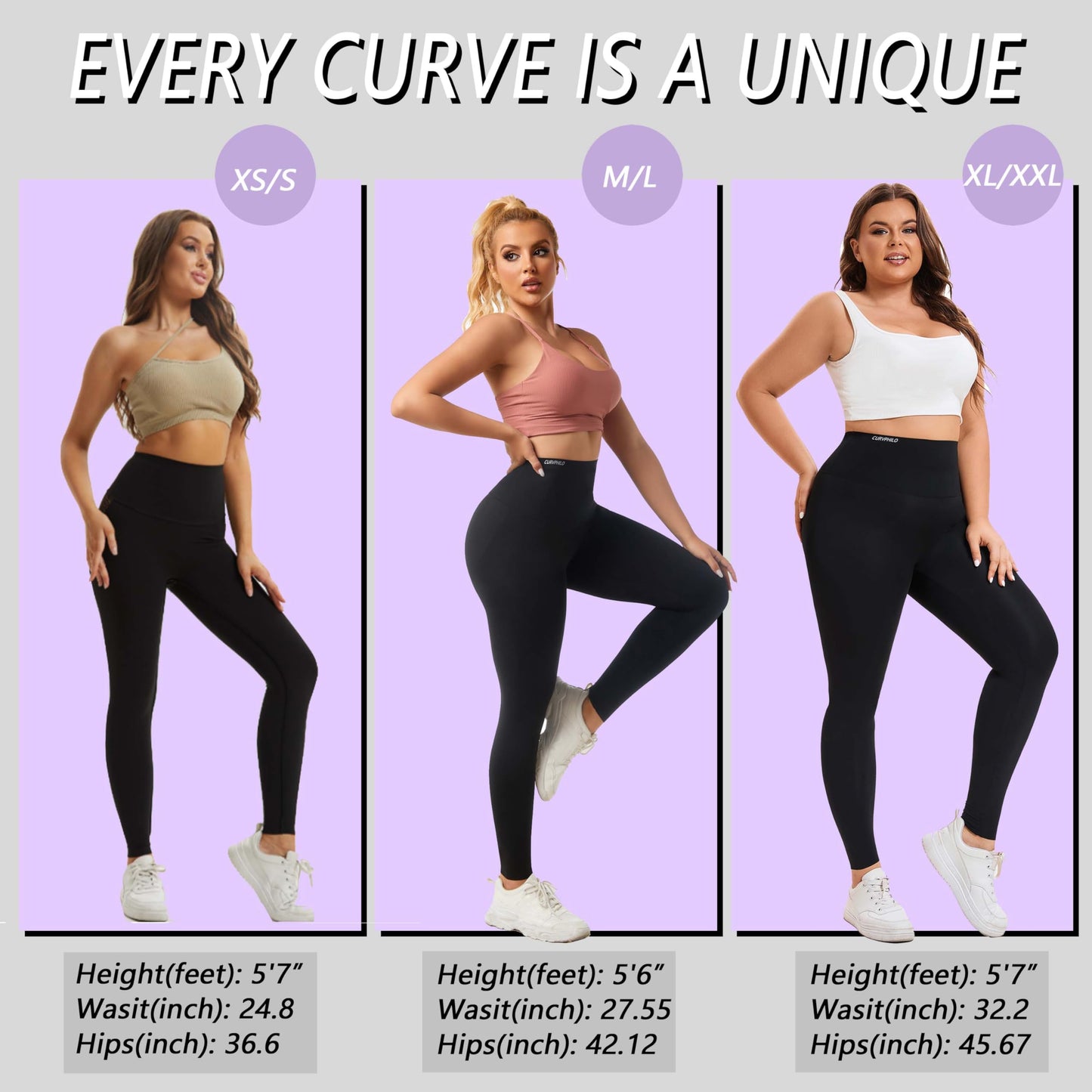 Curvphilo Compression Leggings Butt Lifting Tummy Control Stretchy Pants Yoga Pants Seamless High Waist Shapewear Tights(XL/XXL, Black)