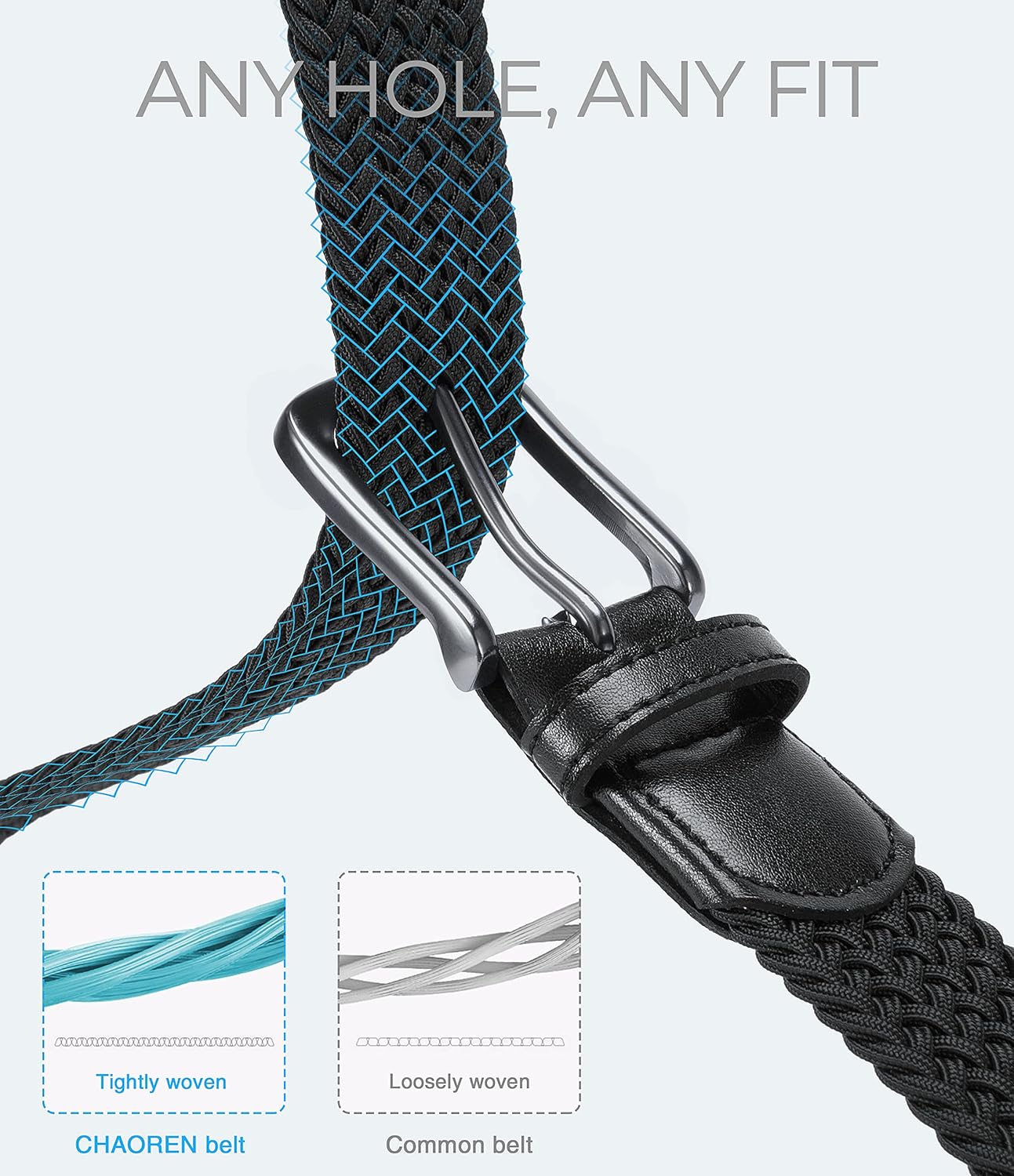 Braided Stretch Golf Belt for Men - CHAOREN 1 3/8" Adjustable | Perfect for Casual Shorts & Jeans
