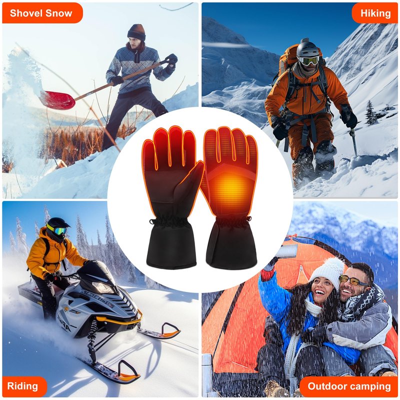 GEMSTONEGO Rechargeable Heated Gloves - New Upgrade, Electric Portable Battery Hand Warmers for Men Women, Waterproof Touchscreen Cold Weather Thermal Gloves for Driving,Camping,Hunting,Outdoor Work