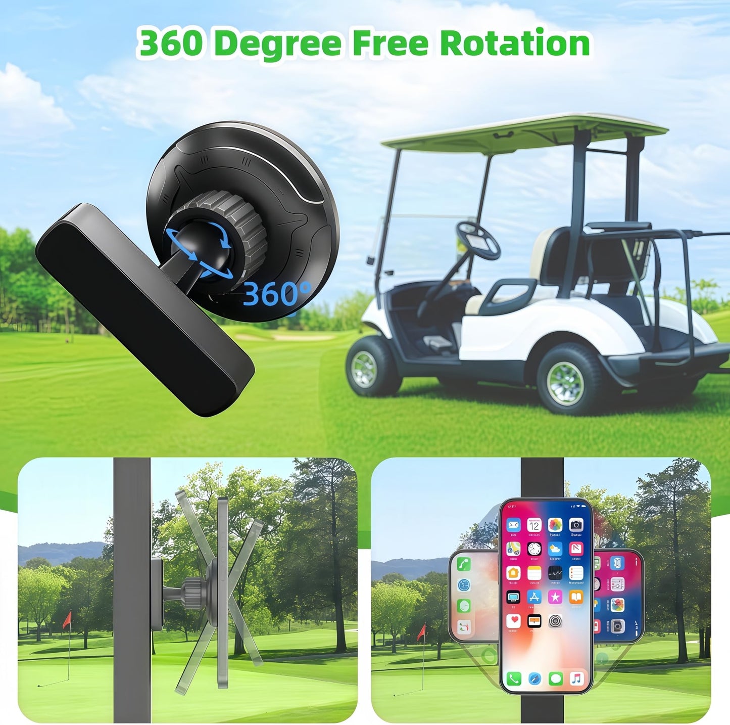 Gorilla Magnetic Golf Cart Phone Holder Compatible with iPhone 17 Pro Max Plus 16 15 14 13 12 Fits EZGO, Club Car, Yamaha, Golf Cart Accessories Essentials Gift for Friend Men Women