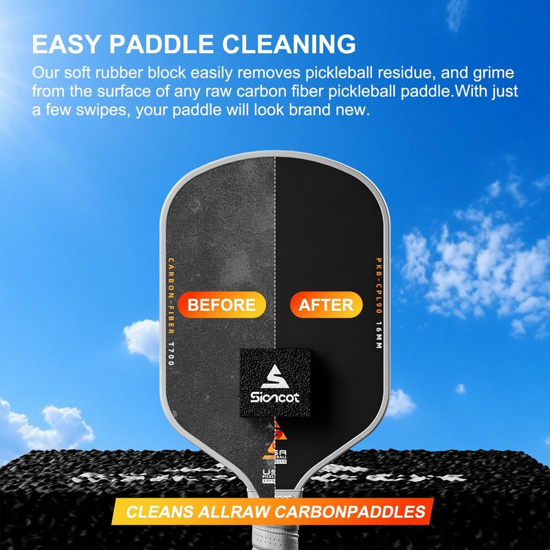 Sioncot Thermoformed Carbon Fiber Pickleball Paddle - Textured Grip, Larger Sweet Spots for Max Spin, Control & Power - 16mm Polypropylene Honeycomb Core for All Skill Levels, 8.0 oz