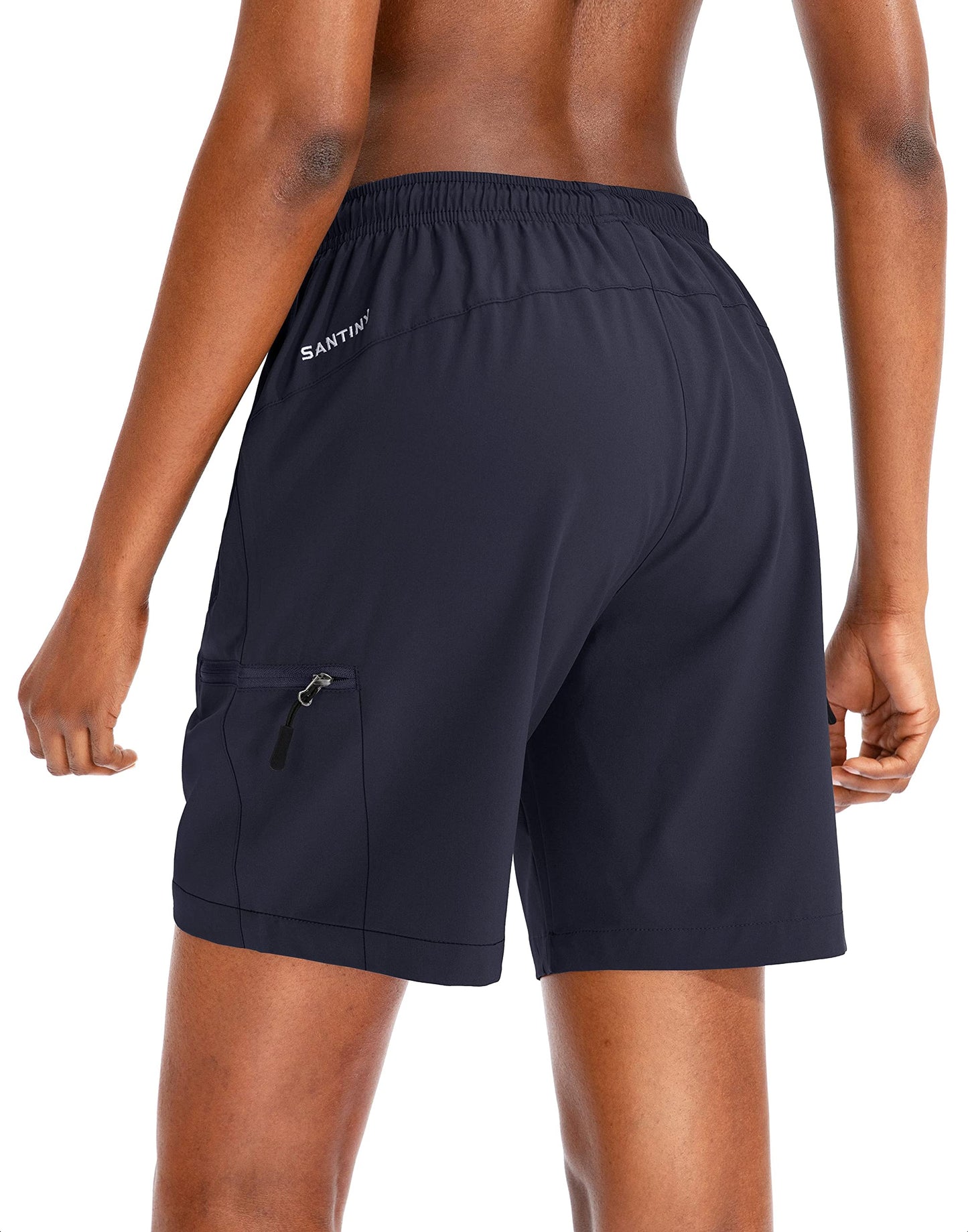 SANTINY Women's 5''/ 7''/9'' Hiking Cargo Shorts Quick Dry Lightweight Summer Shorts for Women Athletic Golf Zipper Pockets(Navy_3XL)