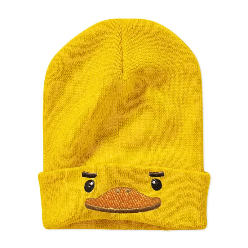 Cute Yellow Duck Embroidered Beanie Knit Hat for Men Women, Cute Funny Graphic Beanie Winter Skull Cap, Gifts for Duck Lovers