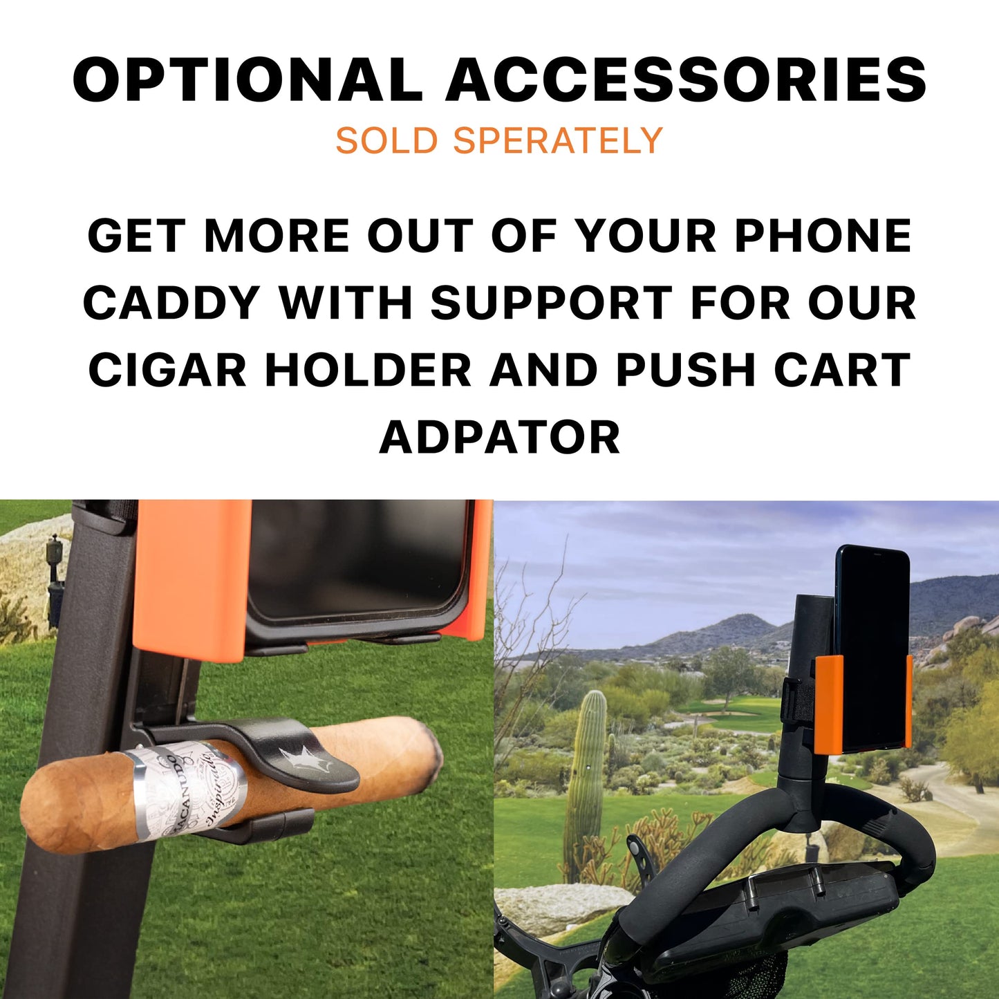 DESERT FOX GOLF Phone Caddy – American Flag Golf Cart Phone Holder – Secure Velcro Mount, One-Hand Access, Universal Fit, Patriotic Golf Accessories (Blue Line)