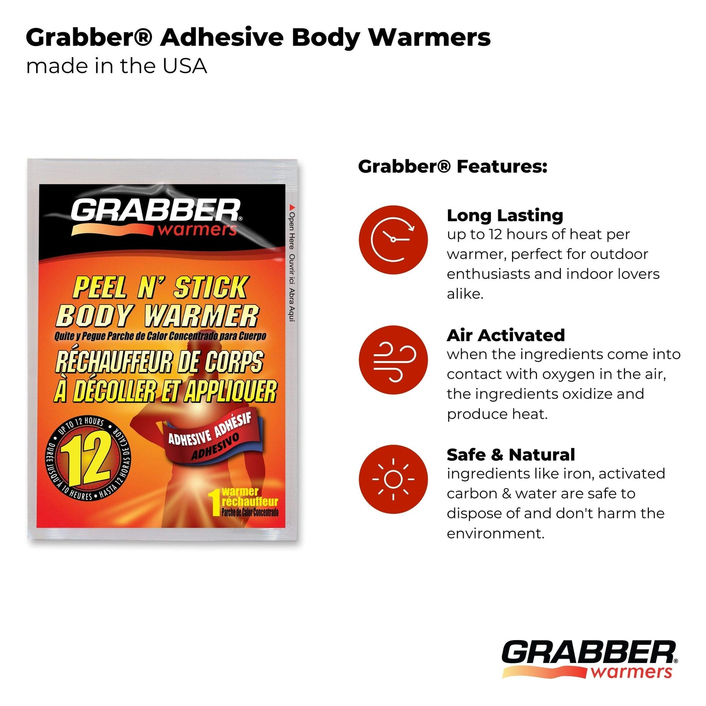 Grabber Warmers Grabber 12+ Hours Peel N' Stick Body Warmer, 40-Count