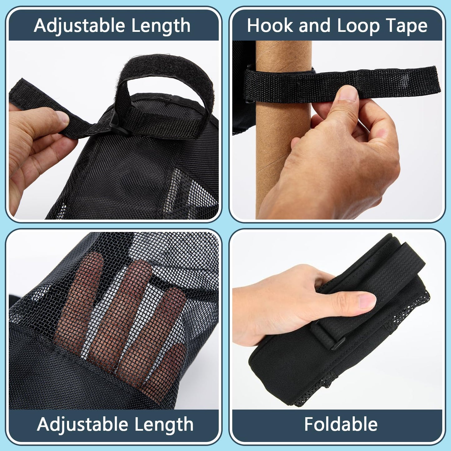 YTDYQFLZH Adjustable Pickleball Ball Holder, Nylon Hanging Pickleball Ball Bag Mesh Pouch, Foldable Storage Basket Holds 6-8 Balls, Dual Fastening, Multi-Purpose Use