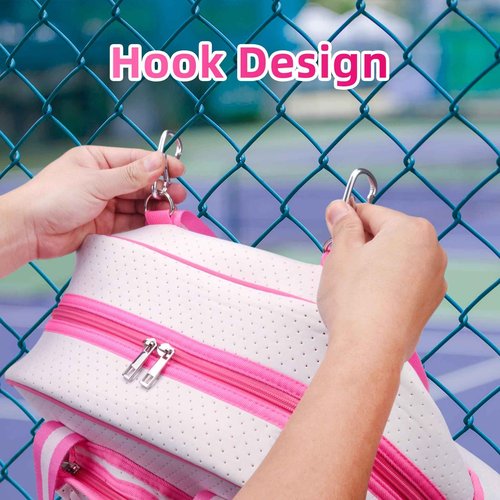 lapinchen Pickleball Bags for Women with Hook, Luxury Bags for Women Cute Pickleball Paddle Bag, Pickleball Backpack Man Gifts for Pickleball Lovers (Pink)
