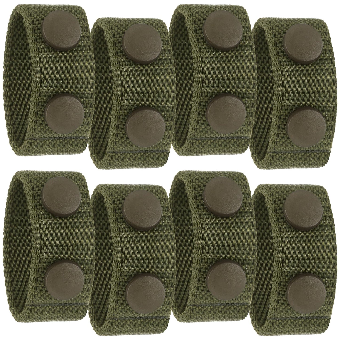 WILLBOND 8 Pcs Belt Keepers for Duty Belt 2-1/4 Wide with Double Snaps Nylon Tactical Loop Keeper Holder for Police Officer Fixing Security Military Equipment Accessories(Army Green)
