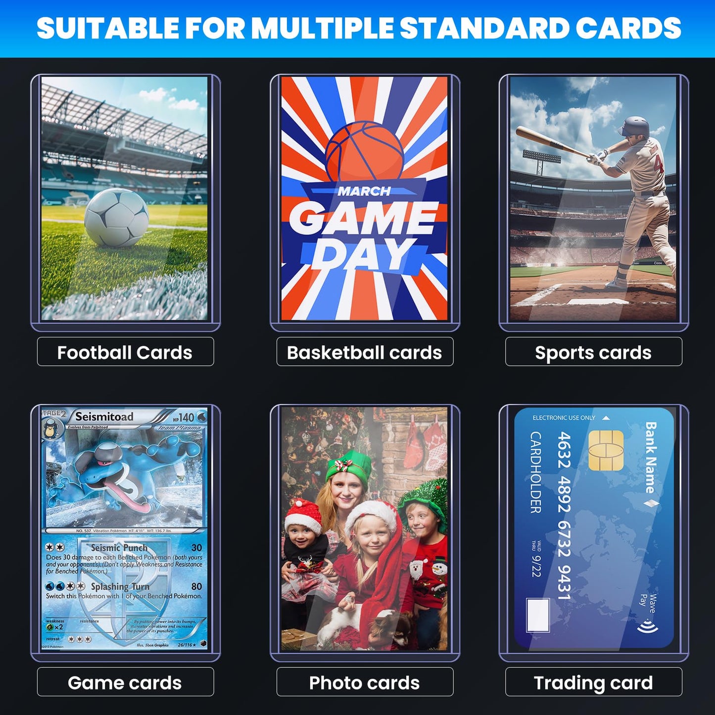1200 Card Sleeves Top Loaders for Cards, 3" x 4" Hard Plastic Toploaders, Baseball Card Protectors, Trading Card Holder for Football Sports Cards (600 Toploaders + 600 Penny Sleeves)