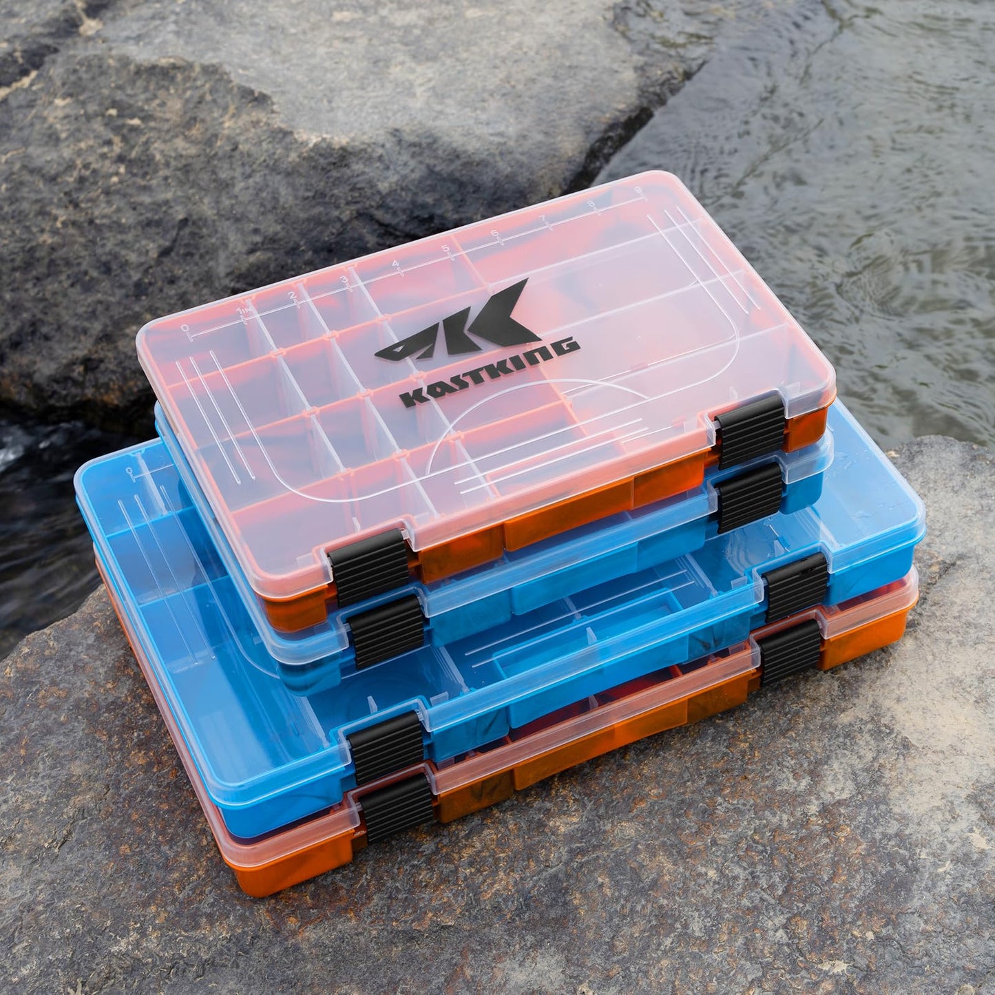 KastKing Bait Vault Camouflage Tackle Box, Plastic Fishing Tackle Box Storage Organizer with Removable Dividers, 4 Packs Tackle Trays Terminal Tackle Storage, Right Angle Lure Boxes