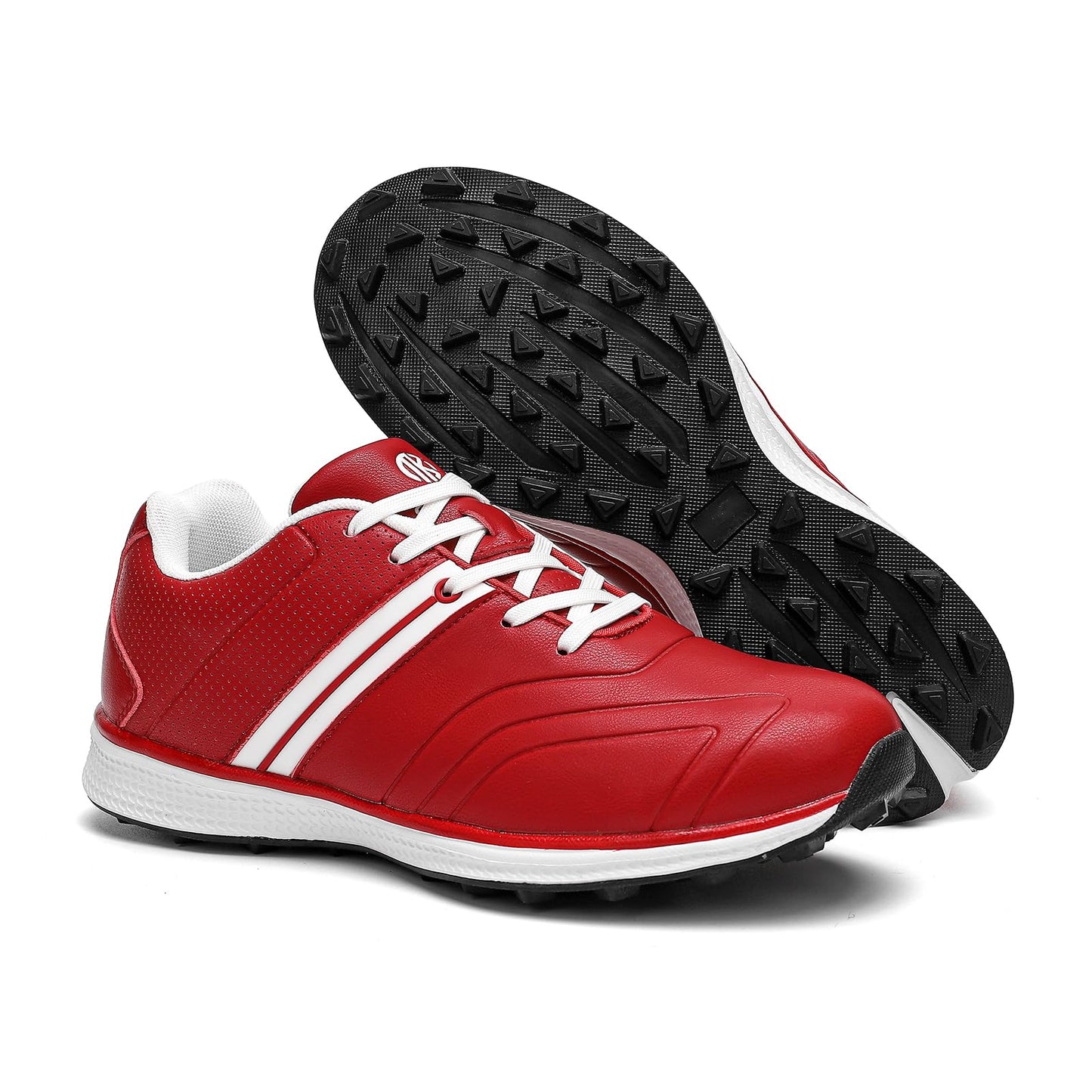Men's Golf Shoes Professional Spikeless Golfers Training Sneakers Lightweight (Red, 10.5)