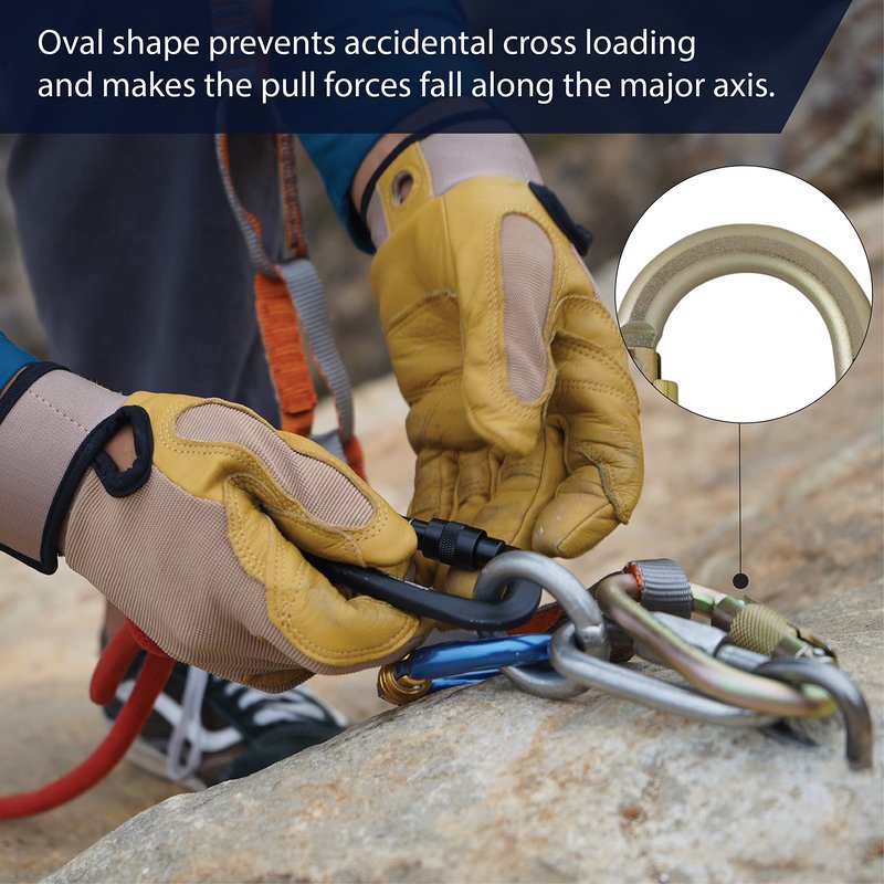 Fusion Climb OVATTI AUTO LOCK Carabiner - Industrial-Grade Steel, Locking Gate, Pin Nose, Oval Shape | Auto-Locking Mechanism for Enhanced Security | CE EN 12275 Certified, For heavy duty, constructio