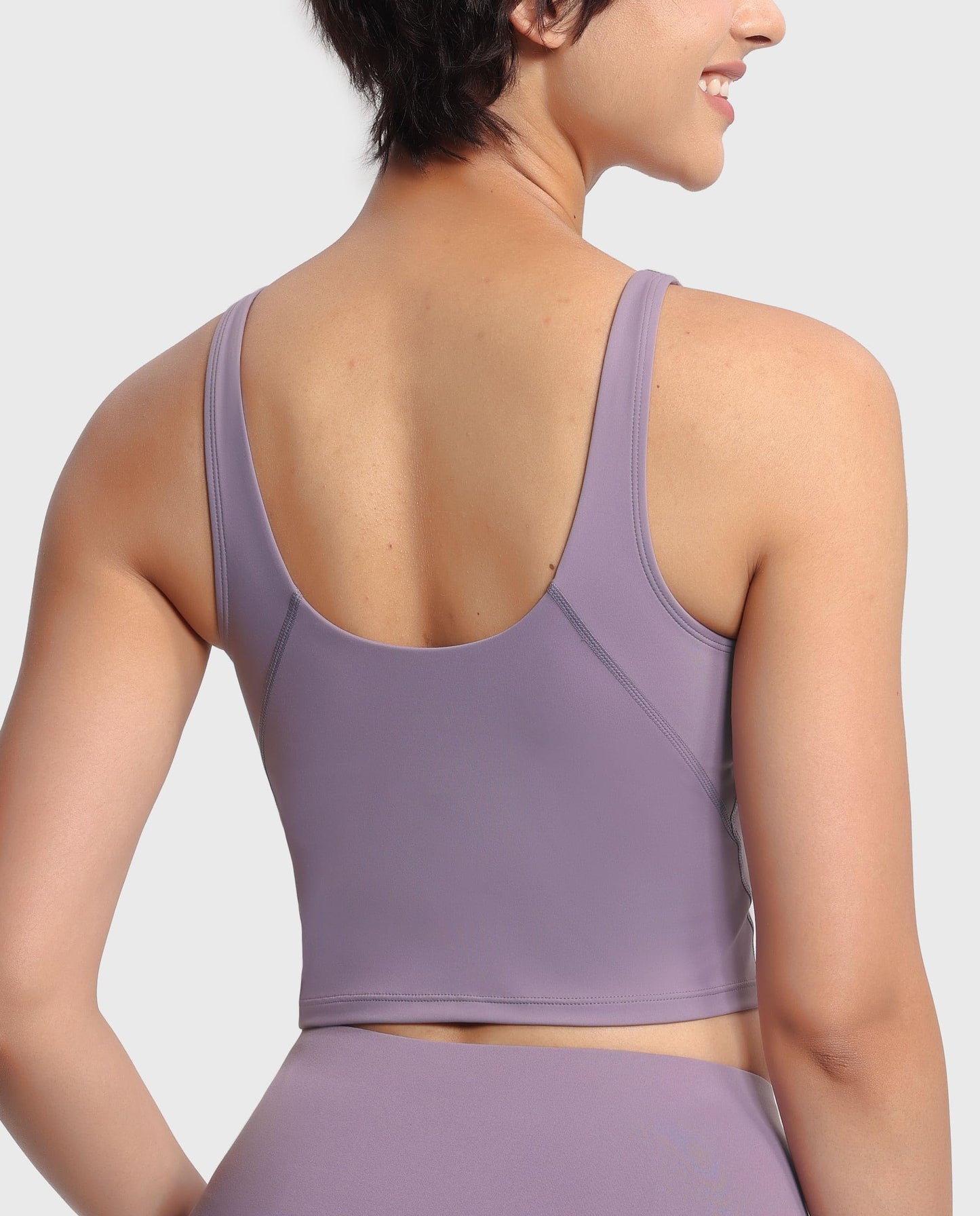 THE GYM PEOPLE Women’s Longline Sports Bra Wirefree Padded Medium Support Yoga Bras Gym Running Workout Tank Tops Grey Purple