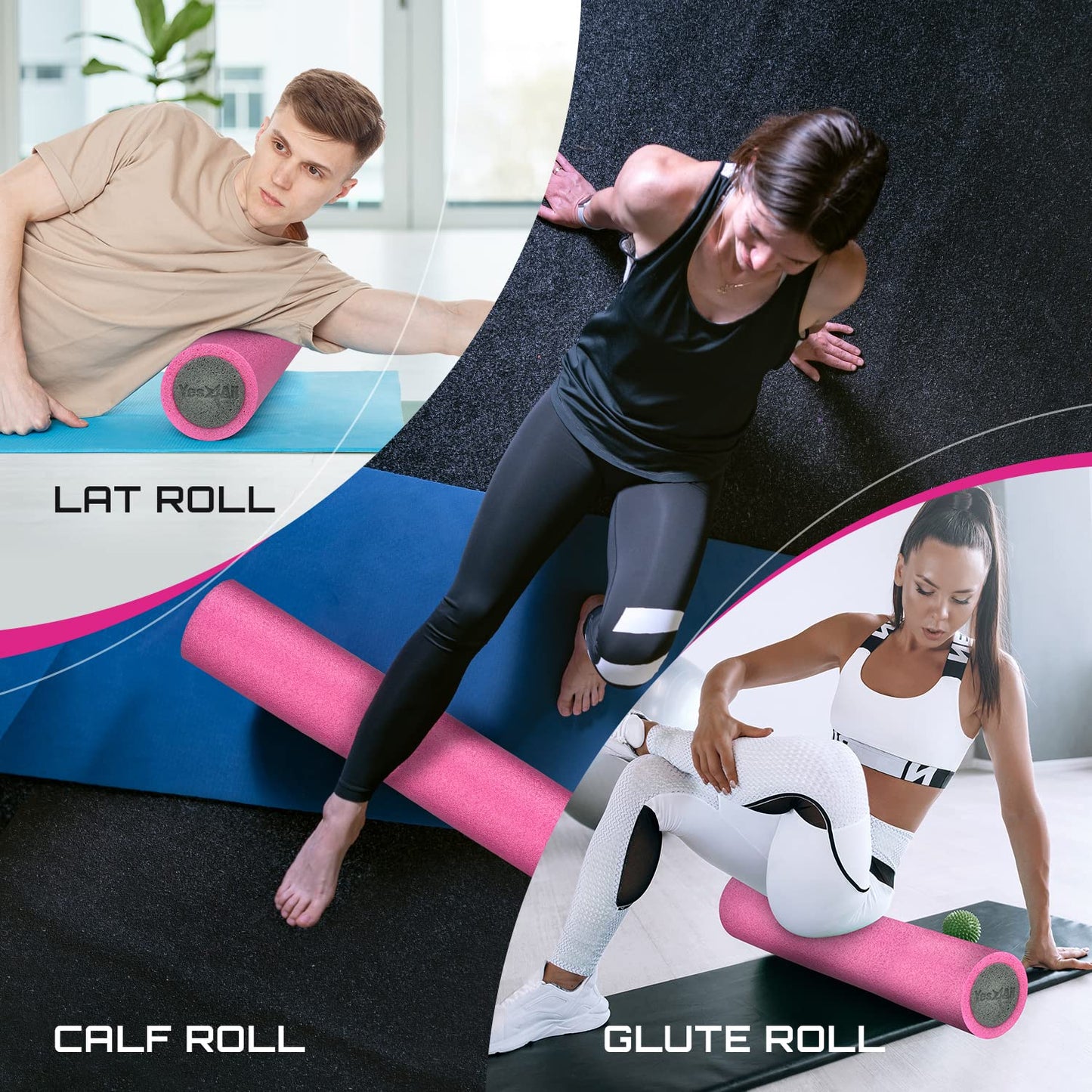 Yes4All Two-Layer Foam Rollers PE for Many Exercises, Improved Workout Efficiency - 18 inches