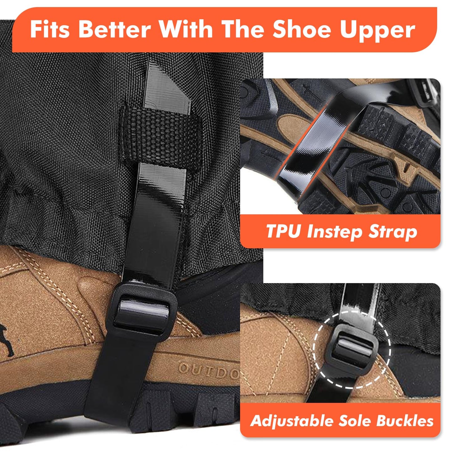 NewDoar Leg Gaiters Waterproof Snow Boot Gaiters with 600D Anti-Tear Oxford Fabric Walking Gaiters for Hiking,Hunting,Backpacking,Ice Climbing,Skiing,Snowshoeing(One Size)