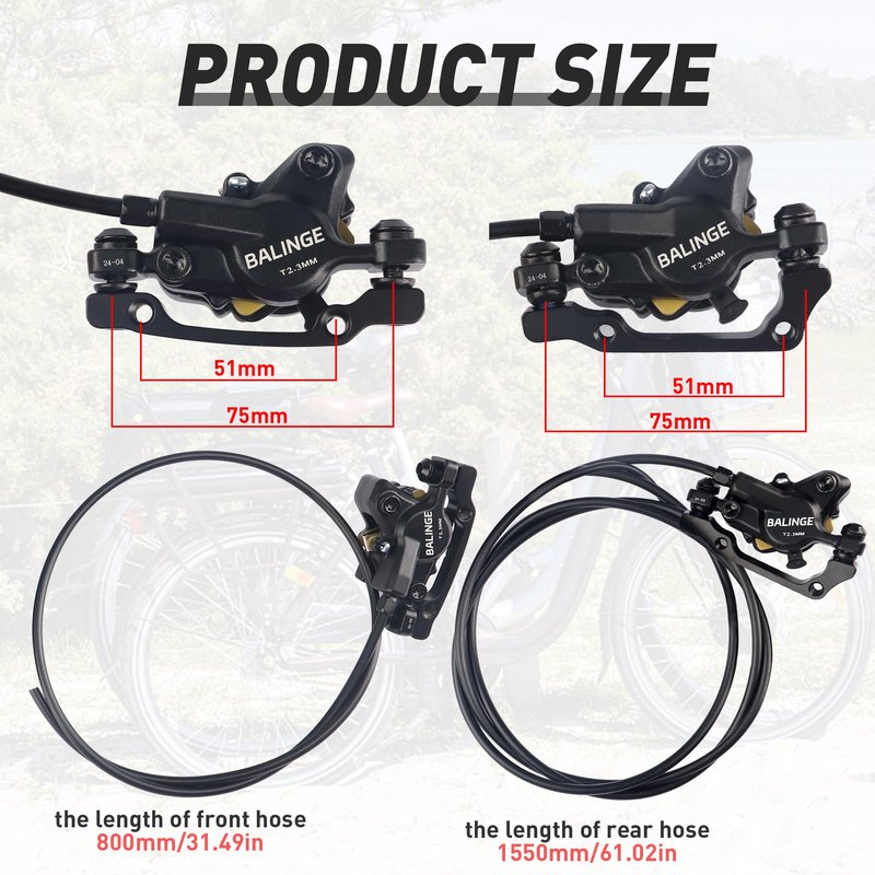 E-bike Hydraulic Brake 2-Pin Power-off Connector 2-Pistons E-Bike Electric Power-Off Hydraulic Rear Brake with 160mm 6 bolts Disc Rotor, Hydraulic Disc Brake Caliper Lever for e-Bike, Fat Bike