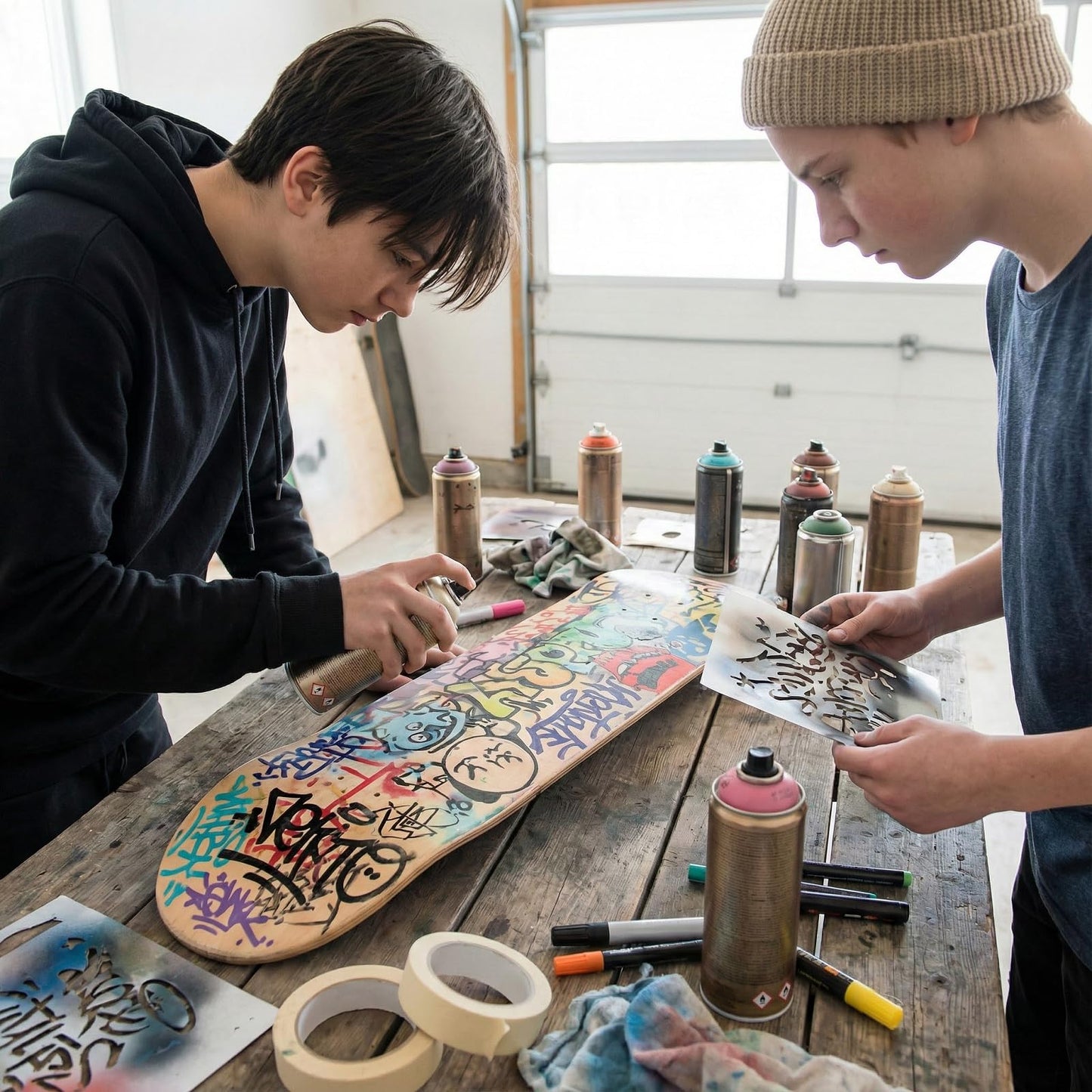 BESPORTBLE Blank Skateboard Deck: DIY Blank Wood Graffiti Skateboard Maple Double-Sided Design for Painting and Graffiti 17X5 Inch for Skateboarding Enthusiasts Beige