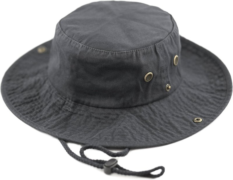 Cotton Stone-Washed Safari Bucket Hat - Wide Brim, Foldable & Double-Sided | Sun Protection