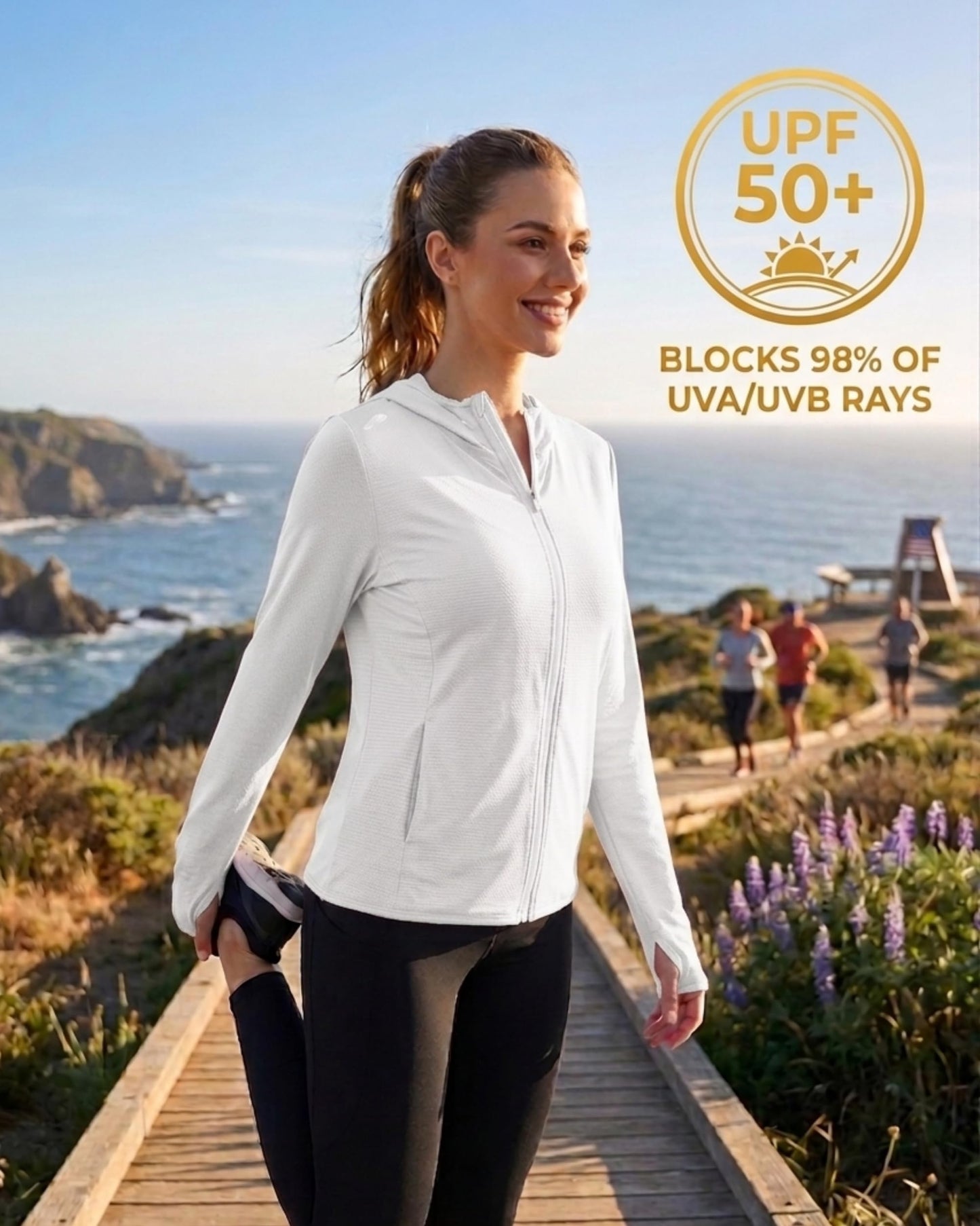 isnowood Womens UPF 50+ SPF Hoodie Jacket, UV Sun Protection Long Sleeve Full Zip Hoodies, Lightweight Athletic Shirts for Hiking Outdoor Workout