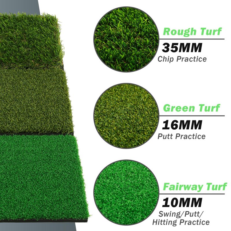 Golf Practice Mats, 3-in-1 Multi-Functional Golf Mat - Artificial Turf Golf Training Aids for Hitting,Swing & Putting Training -Perfect for Indoor & Outdoor Golf Practice (Upgrade Version)
