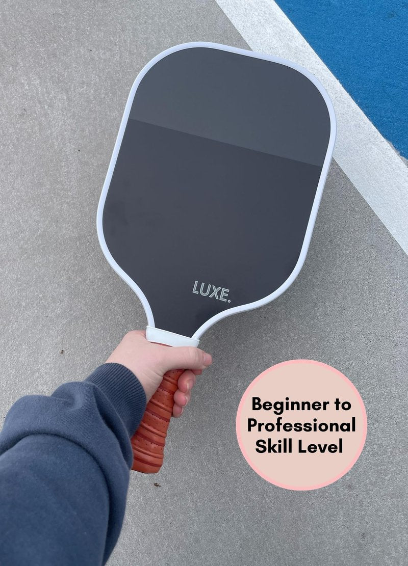 LUXE Pickleball Paddle | Leisure Edition | Cute, Fun, Stylish, Aesthetic Black Pickle Ball Paddles with Textured Fiberglass Surface for High Grit and Spin | Non-Slip, Comfortable Grip (Dipped Black)