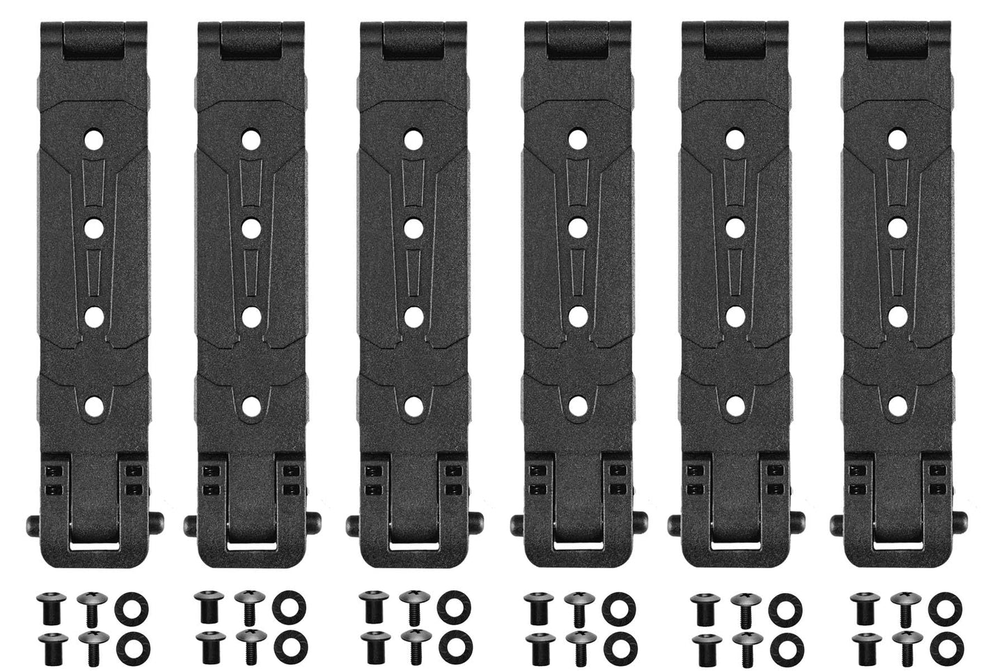 PQEUGOA Molle Attachment with Mounting Hardwares, 3" Molle Clips for Vests, Backpacks, Pouches, and Molle Belt (A-Black 6pcs)