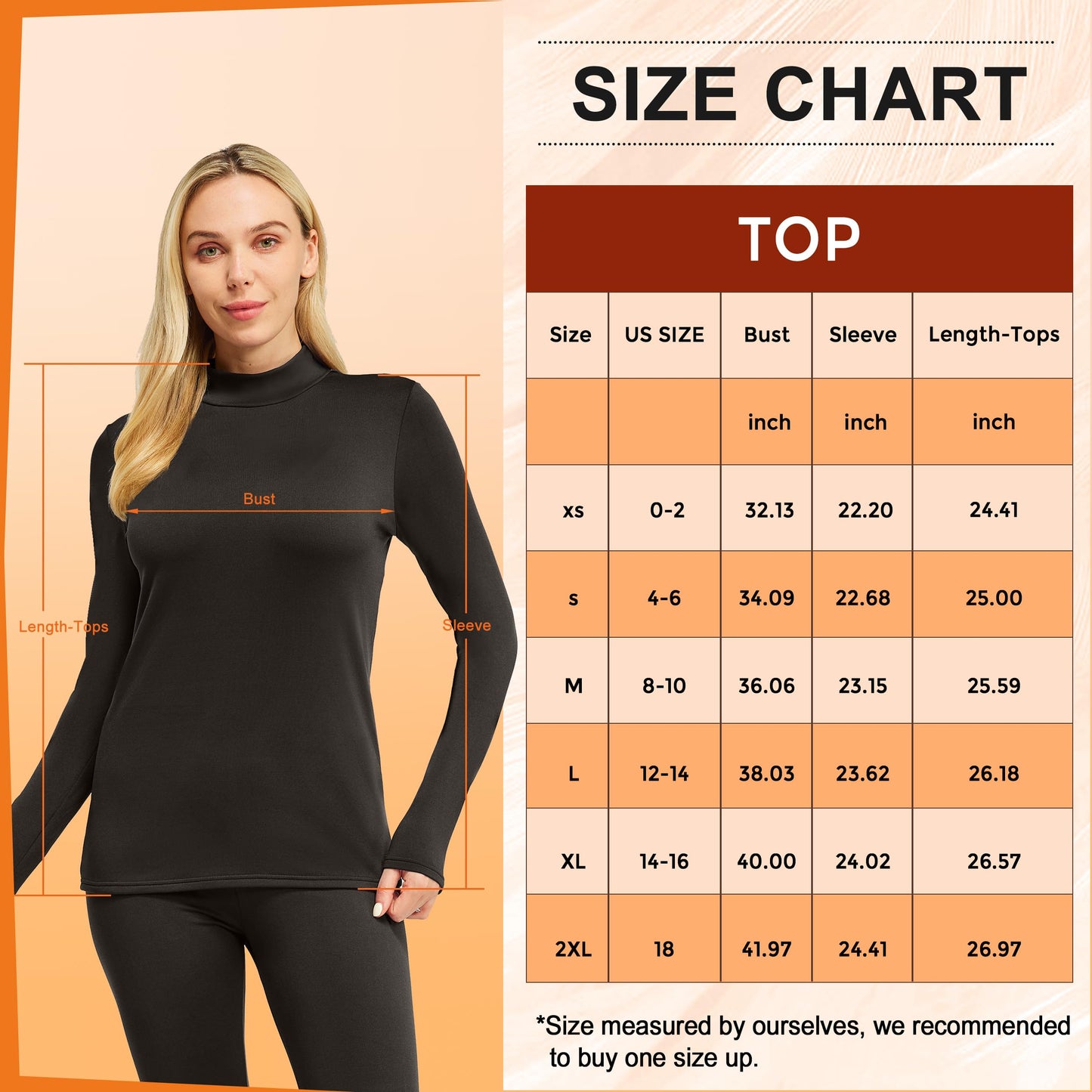 CL convallaria Thermal Underwear Shirts Women Fleece Lined Base Layer Tops Long Sleeve Thermal Underwear Tops Heated Thermals for Women Long Johns Long Sleeve Workout Tops for Women 2/4 Pack