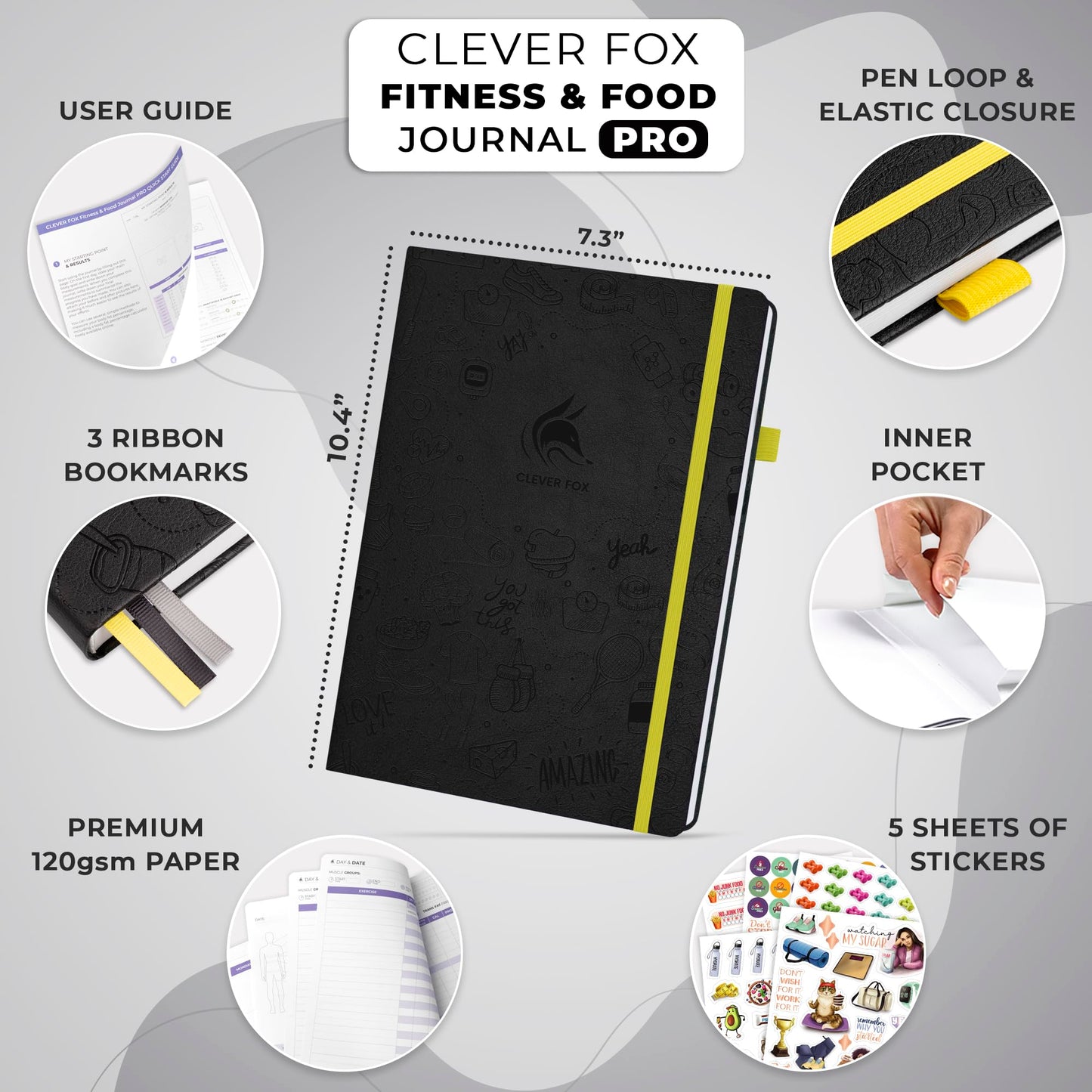 Clever Fox Fitness & Food Journal PRO – Daily Workout & Meal Planner for Women & Men – Exercise & Weight Loss Diary Notebook, 7.3x10.4” (Forest Green)