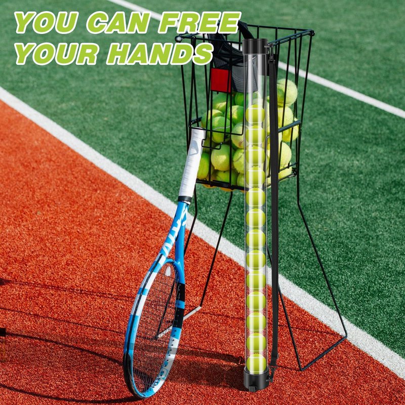 Jerify 3 Pcs Tennis Ball Tube Pickup Picker Holds 18 Balls with Shoulder Strap for Tennis Balls Pickup Collector, Carrier, Dispenser(Clear)