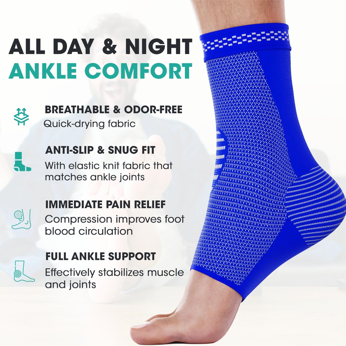 Modvel Foot & Ankle Brace Socks for Sprained Ankle Compression Sleeve - Foot Support for Women & Men - Tendonitis & Arthritis Ankle Brace Sports Running, Torn Ligaments & Women Stabilizing Ankle Wrap