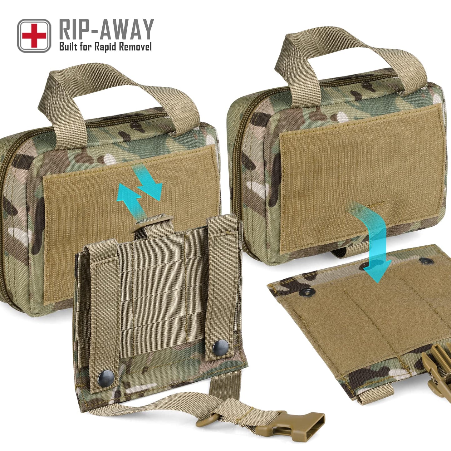 LIVANS Tactical EMT Pouch, Rip Away Molle Medical Pouches IFAK Tear-Away First Aid Kit Emergency Survival Bag for Travel Outdoor Hiking