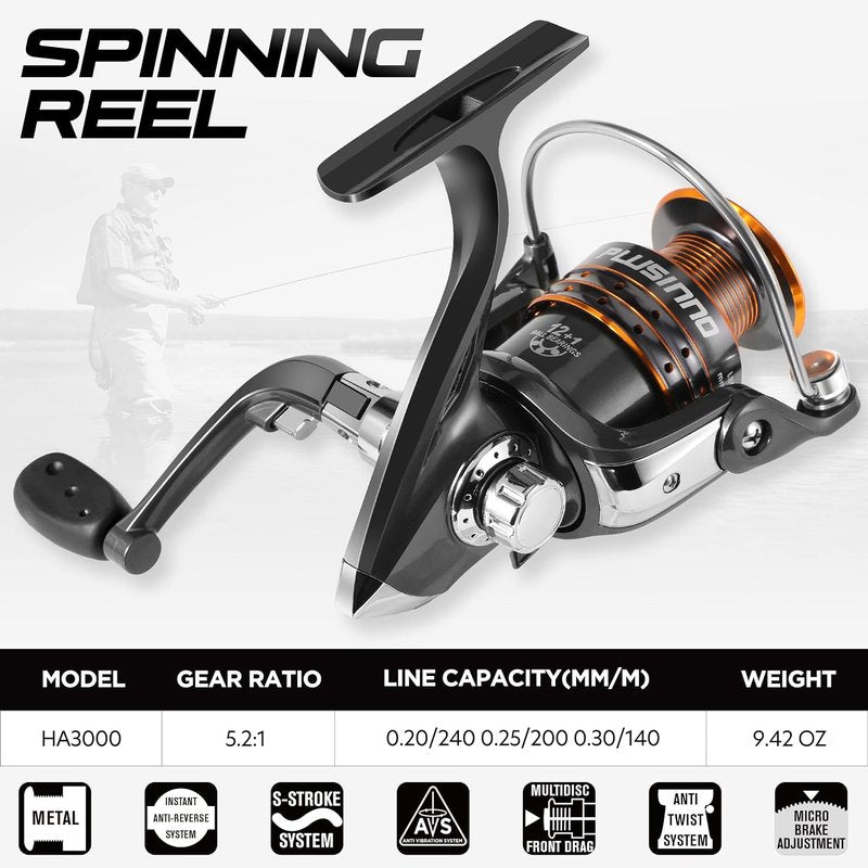 Fishing Rod and Reel Combo - Carbon Fiber Telescopic Fishing Pole with Spinning Reel | 12 +1 Shielded Bearings