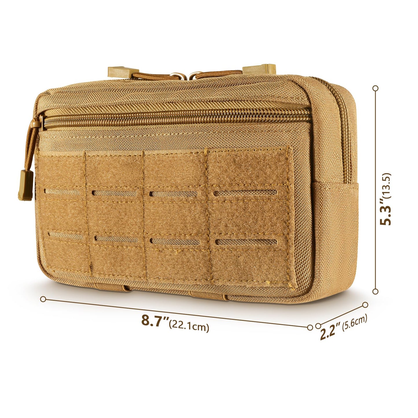 FRTKK Tactical Molle Admin Pouch Utility Laser Cut EDC Tool Pouch Bag Horizontal Modular Pouches Include US Flag Patch and Keychain
