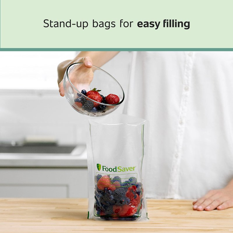 FoodSaver Easy Fill 1-Quart Vacuum Sealer Bags | Commercial Grade and Reusable | 16 Count