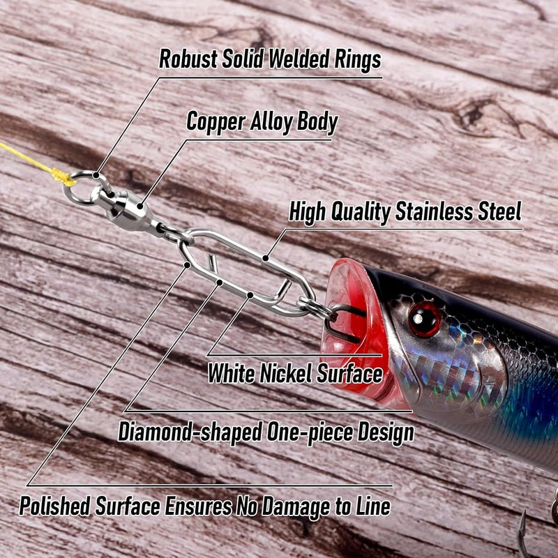 Fishing Power Speed Clips - 50-Pack 25LB | Durable Fishing Accessories with 30-Pack Swivels 33LB