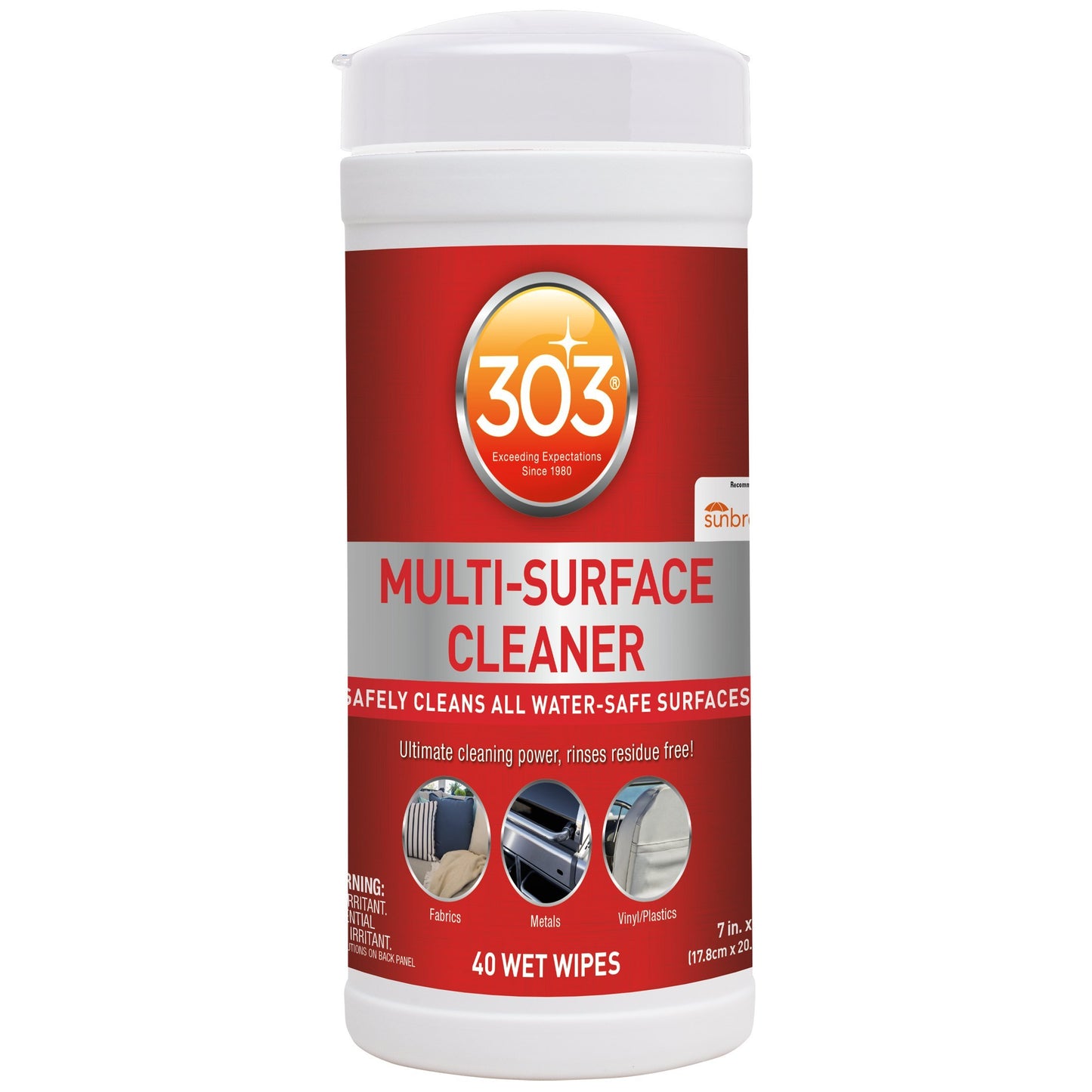 303 Products 30220-6PK 303 Multi Surface, All Purpose Cleaner Wipes, 40 Towelettes, Pack of 6