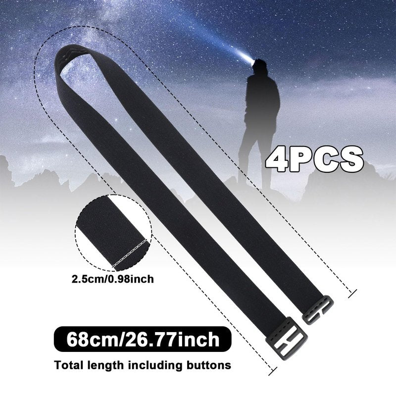 4pcs Elastic Headlamp Strap, Headlamp Band Replacement Head Lamp Comfort Belt Headlamp Headband Holder Headlamp Accessories Compatible with Black Diamond, Petzl, Princeton Tec, Fenix, Streamlight