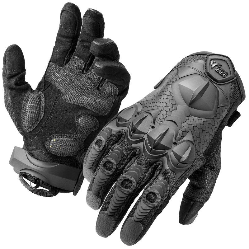 ZUNE LOTOO Tactical Gloves for Men, Black Touchscreen Motorcycle Gloves with Finger Impact Protection & Palm Padded, Safety Work Gloves for Paintball Airsoft Range Cycling Hiking Climbing Medium