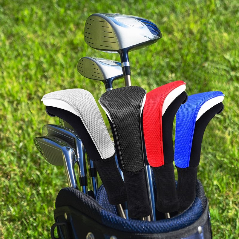 Craftsman Golf Golf Club Sock Long Neck Mesh Hybrid Putter Headcover Head Covers Interchangeable w/No. Tag (Black 4pcs)