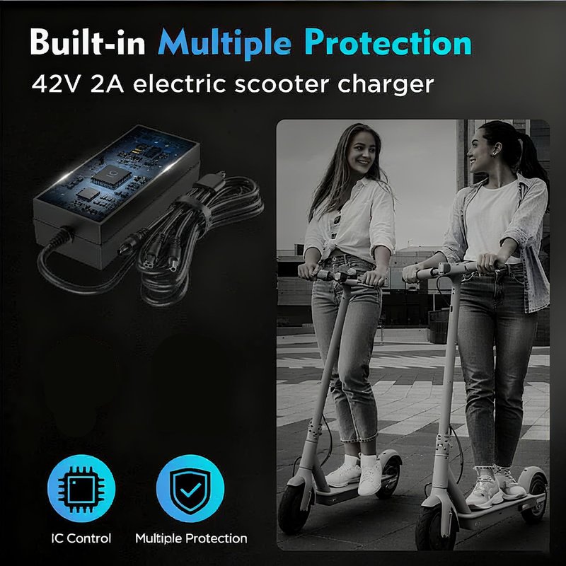 EVAPLUS UL Certified 42V 2A Fast Charger with 5 Type Plugs for 36V Lithium Batteries- Compatible with Pocket Mod, Sports Mod, Electric Scooters