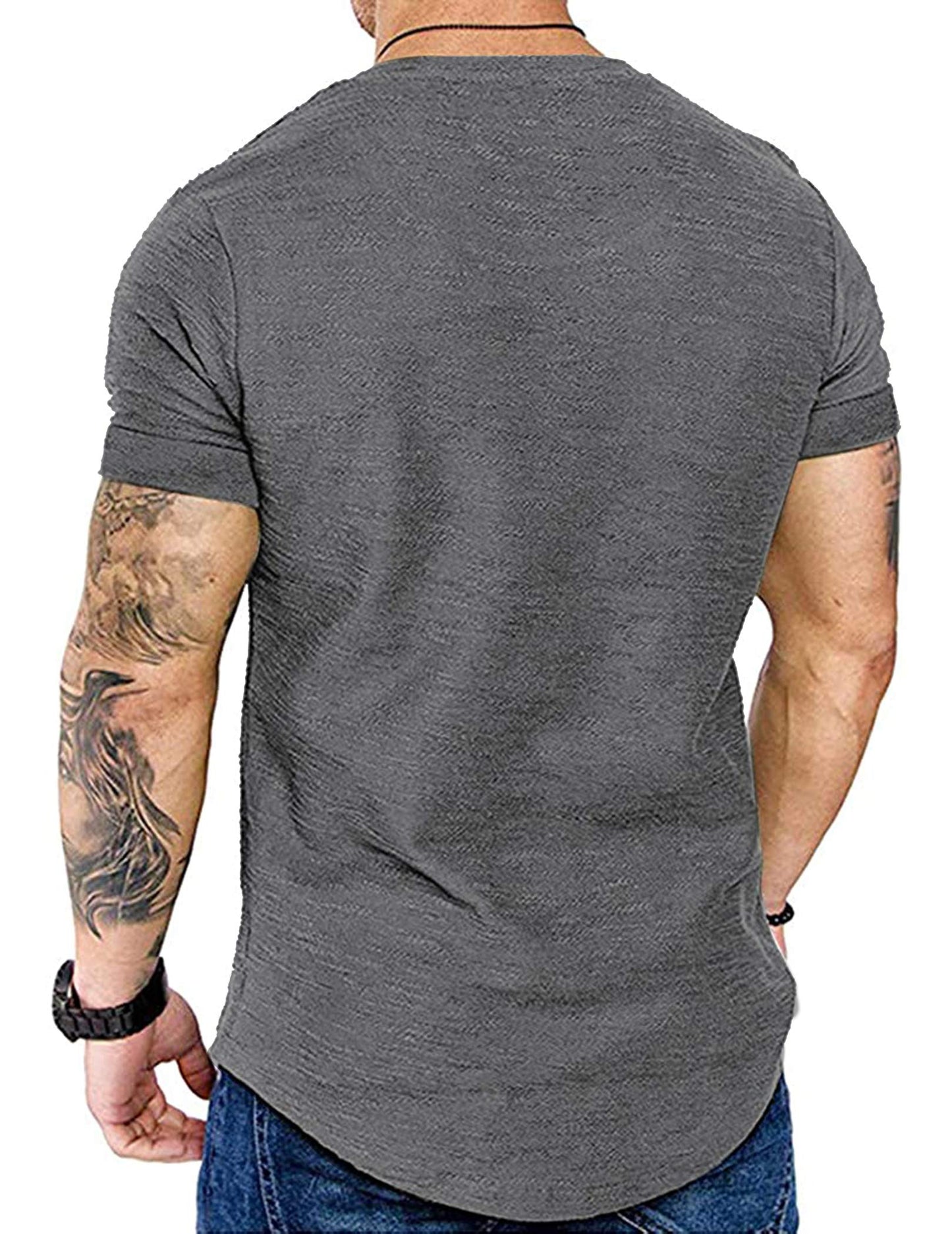 COOFANDY Men's Muscle T Shirt Fashion Hipster Fitness Athletic Quick Dry Fitted Tee Grey