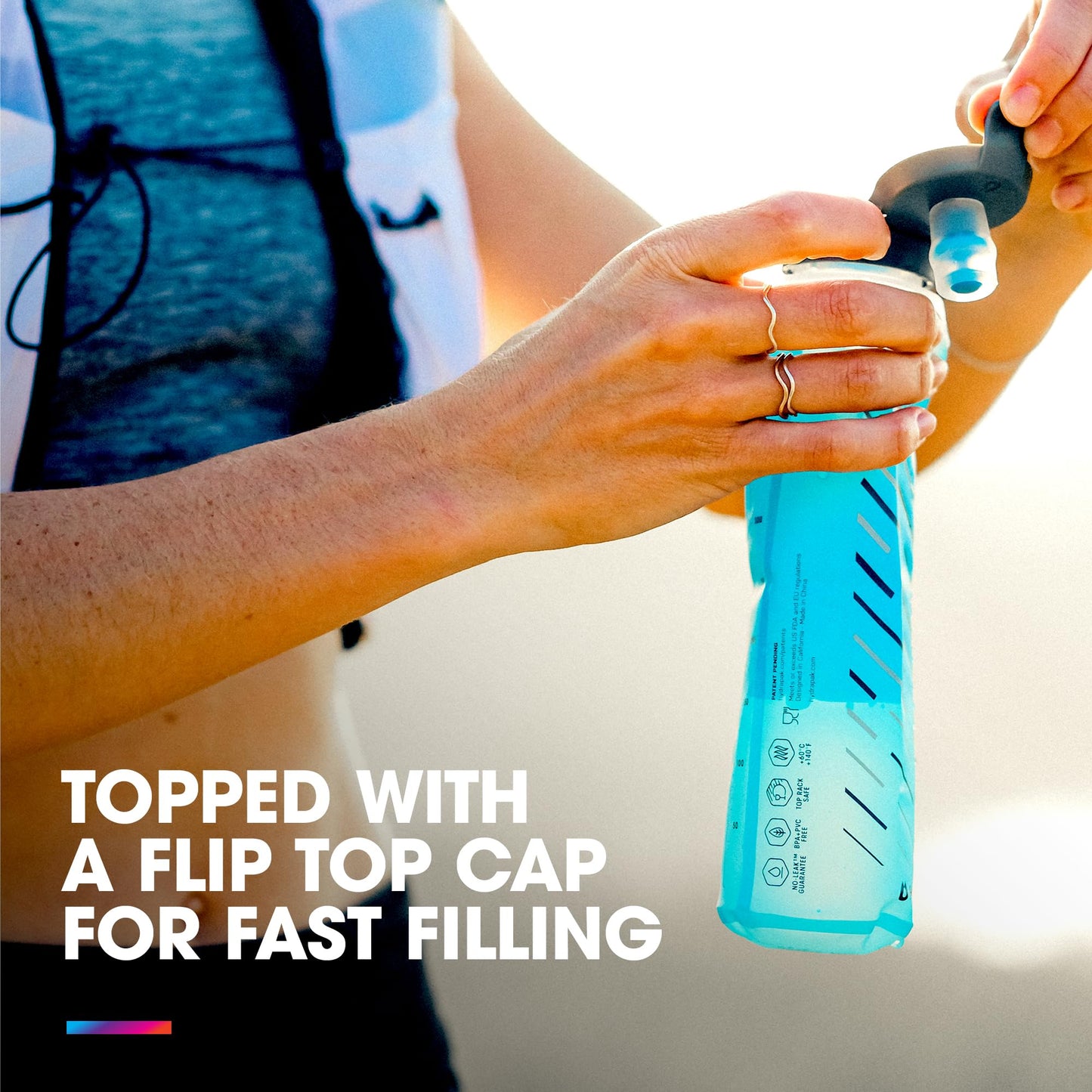HydraPak UltraFlask Speed 500ml 2-Pack Collapsible Soft Flask Water Bottle for Hydration Vests and Running Packs with Easy Open Cap (500ml / 17oz)