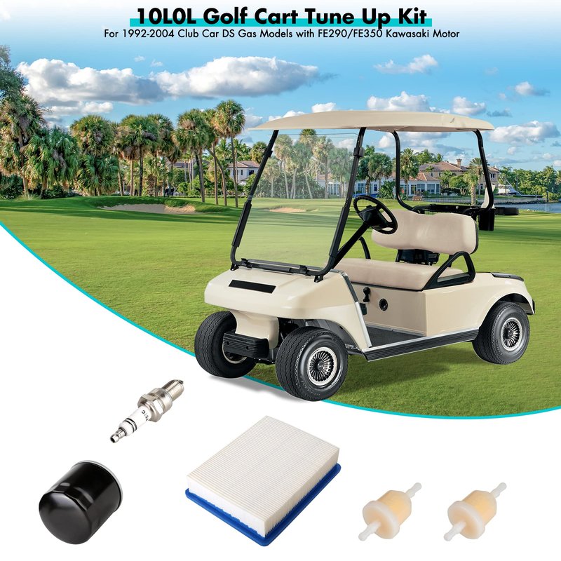 10L0L Golf Cart DS Tune Up Kit for Club Car DS Gas 4 Cycle 1992 UP Models with FE290/FE350 Engines with Air Filter Oil Filter F7TC Spark Plug,OEM 1013684 1015426 1016467